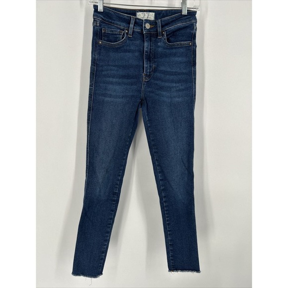 We The Free People Jeans Women's Size 27 High‎ Rise Skinny Blue Stretch Raw Hem - Picture 1 of 8